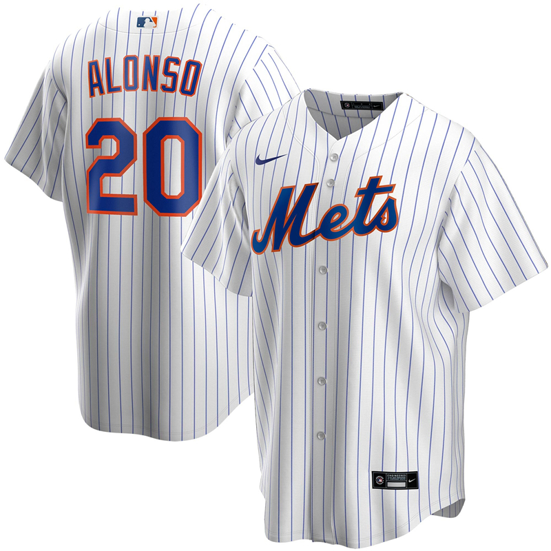 2020 MLB Men New York Mets #20 Pete Alonso Nike White Home 2020 Replica Player Jersey 1